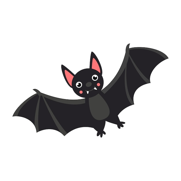 Ilustración de vector de murciélago vampiro lindo aislado sobre fondo blanco.