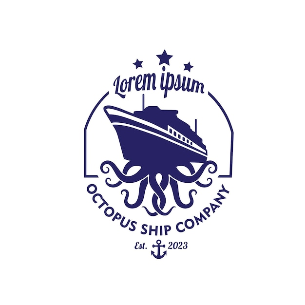 Ilustración de vector de nave de pulpo de logotipo