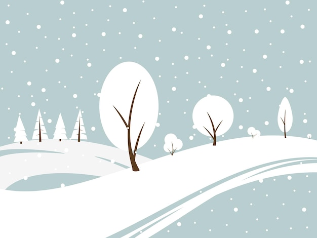 Ilustración de vector de Navidad de fondo de paisaje nevado de invierno