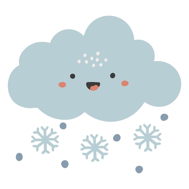 Ilustración de vector de nieve Clima vector niños ilustración Clima clipart bebé elemento kawaii