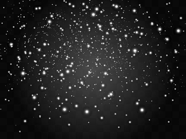 Ilustración de vector de nieve volando sobre un fondo transparente Fenómeno natural de nevadas o