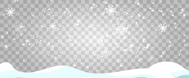 Ilustración de vector de nieve volando sobre un fondo transparente Fenómeno natural de nevadas o