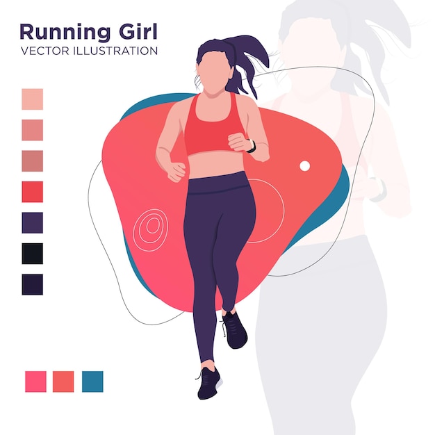 Ilustración de vector de niña corriendo