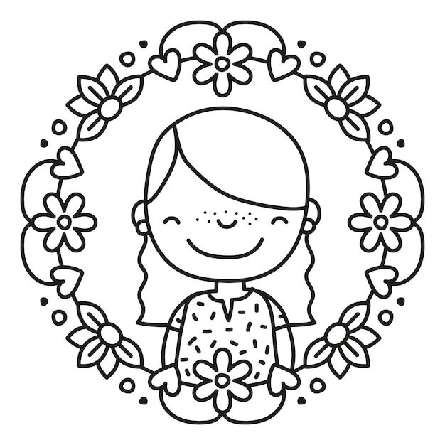 Ilustración de vector de niña de las flores