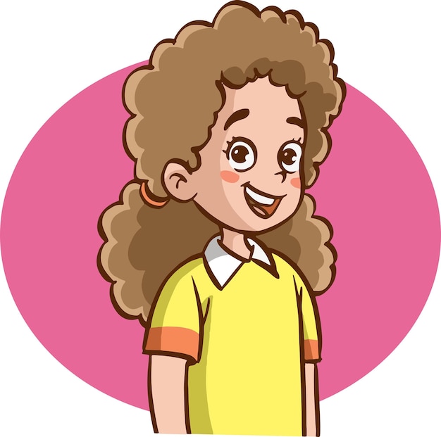 ilustración de vector de niña de pelo rizado marrón