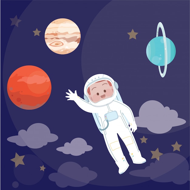 Vector ilustración de vector de niño astronauta