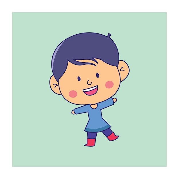 Una ilustración de vector de niño feliz