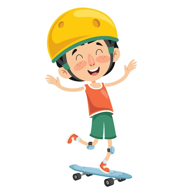 Ilustración de vector de niño patinaje sobre ruedas