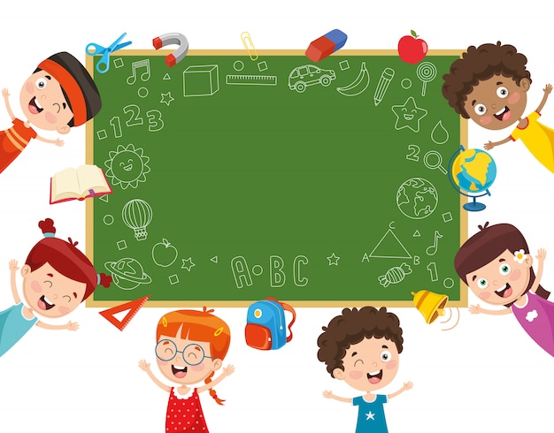 Ilustración de vector de niños en edad escolar