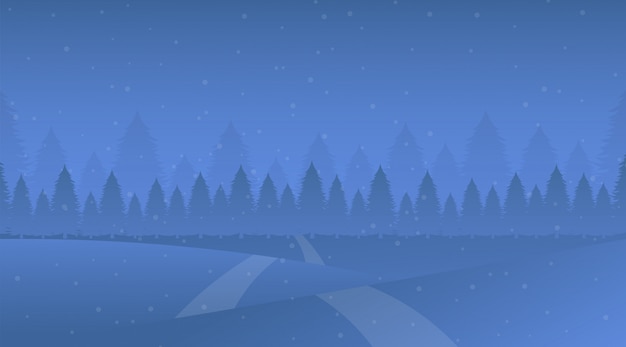 Vector ilustración de vector de noche invierno paisaje