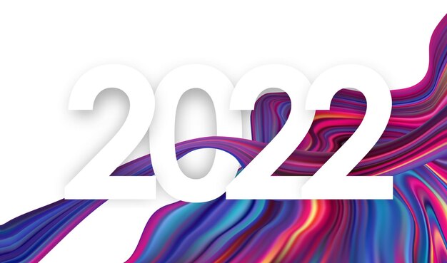 Ilustración del vector: Número de 2022 sobre fondo de flujo colorido moderno Diseño de moda.