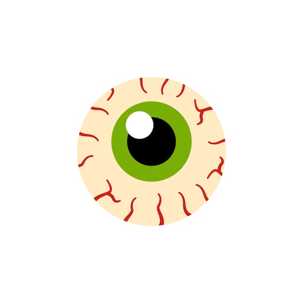 Ilustración de vector de ojo verde de dibujos animados sobre fondo blanco