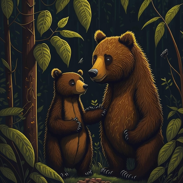 Ilustración de vector de oso y abeja