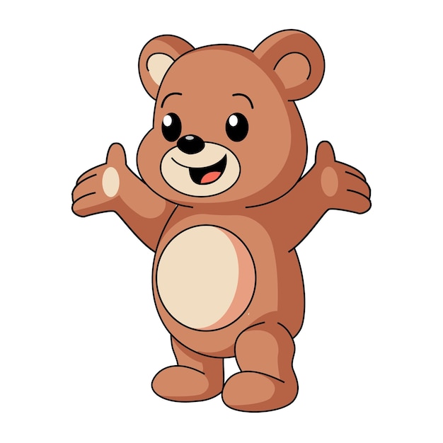 Ilustración de vector de oso de peluche de dibujos animados lindo