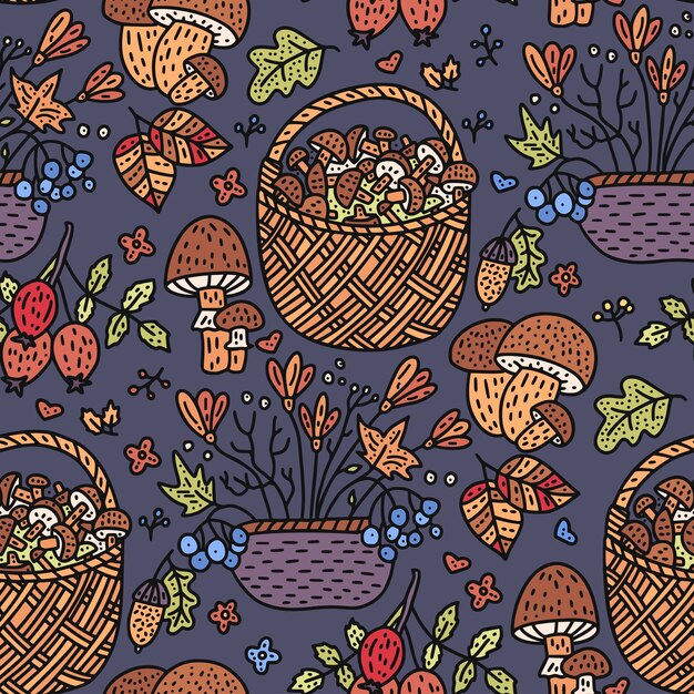 Ilustración de vector de otoño acogedor Ilustración detallada de doodle de otoño