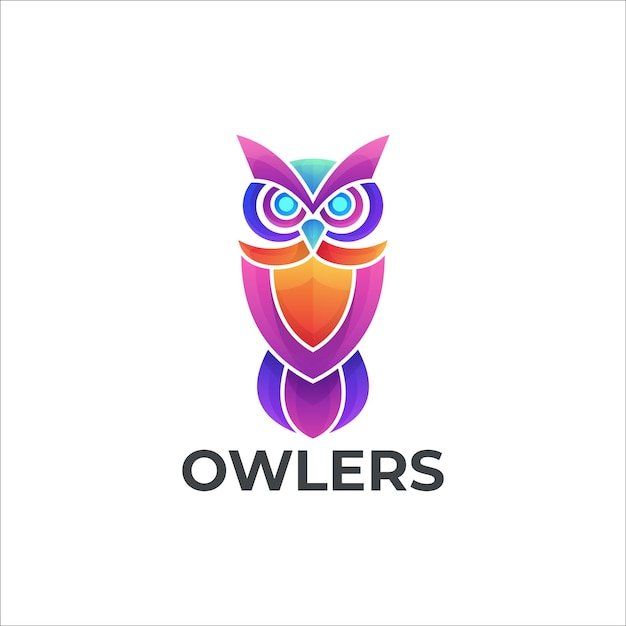 Ilustración Vector Owl Gradiente Estilo colorido