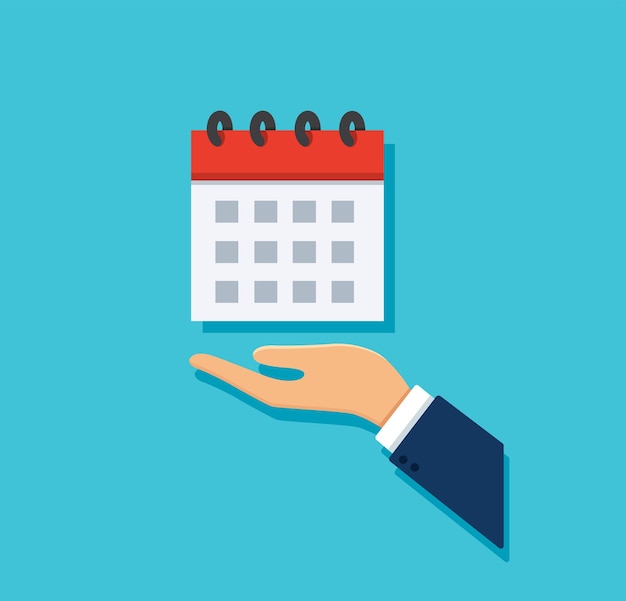Ilustración de vector de página de calendario de asimiento de mano