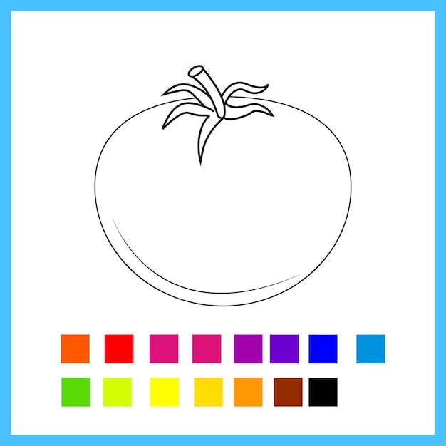 Ilustración de vector de páginas para colorear de tomate para niños
