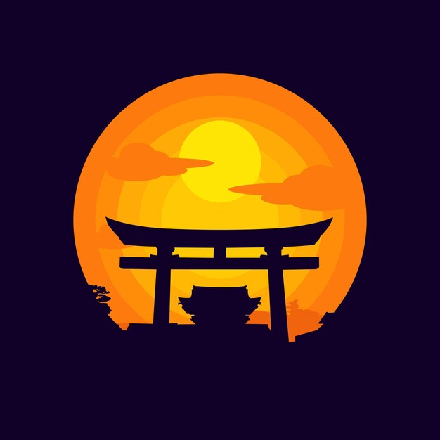 Ilustración de vector de paisaje japonés