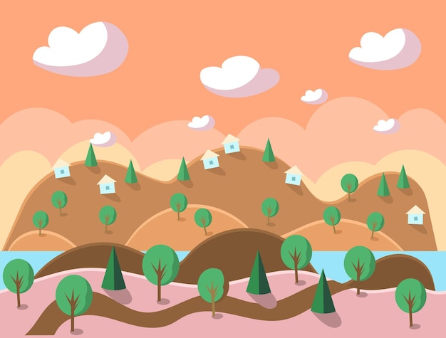 Ilustración de vector de paisaje transparente de Vector de fondo de juego
