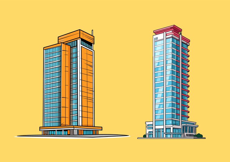 Ilustración de vector de paisaje urbano moderno Un horizonte de ciudad dinámico