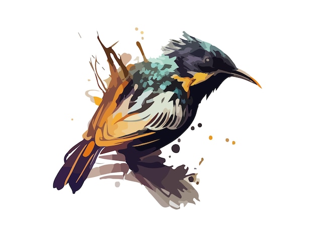 Ilustración de vector de pájaro y gorrión acuarela Pintura dibujada a mano realista