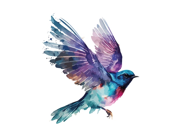 Ilustración de vector de pájaro y gorrión acuarela Pintura dibujada a mano realista
