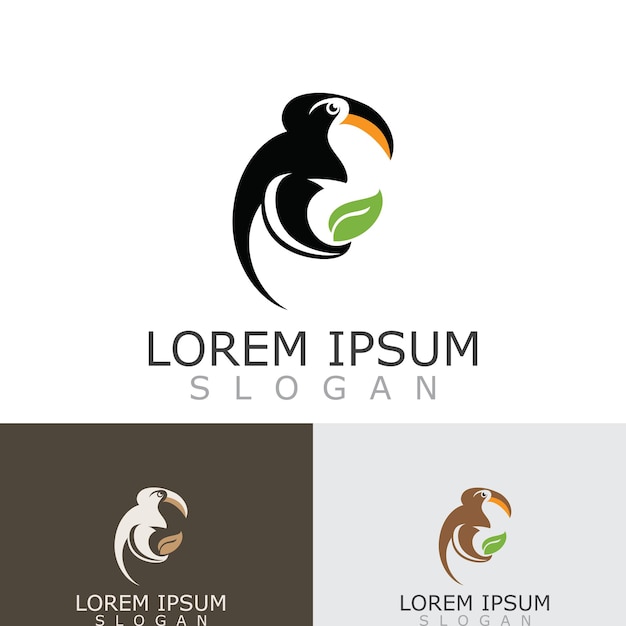 Ilustración de vector de pájaro de imagen de diseño de logotipo simple de tucán