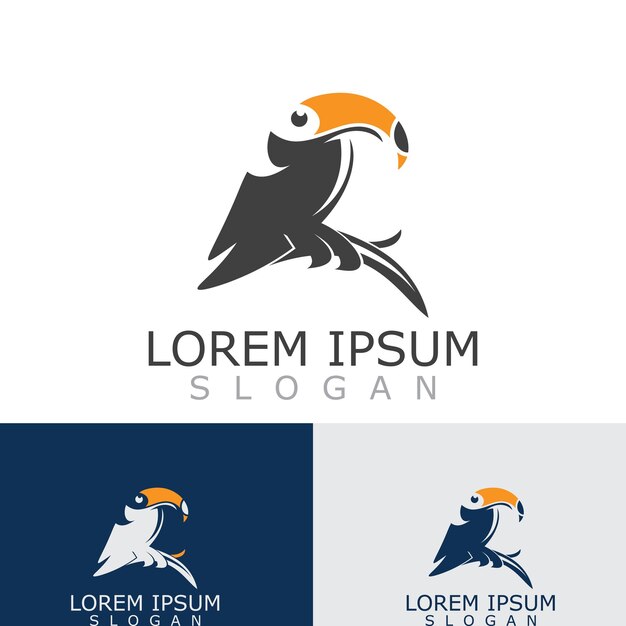 Ilustración de vector de pájaro de imagen de diseño de logotipo simple de tucán