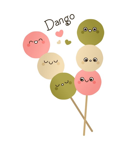 Ilustración de vector de palitos de dango lindo aislado sobre fondo blanco