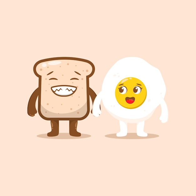 Ilustración de vector de pan y huevo de pareja