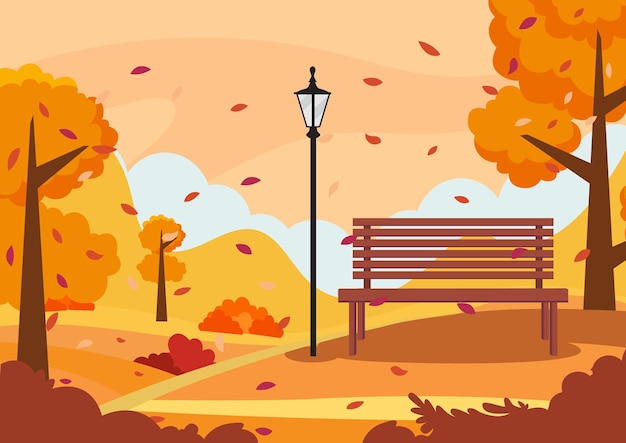 Ilustración de vector de panorama de paisaje de otoñoIlustración de vector de panorama de paisaje de otoño