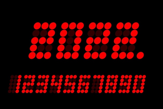 Ilustración de vector de pantalla LED de número digital aislado de punto rojo