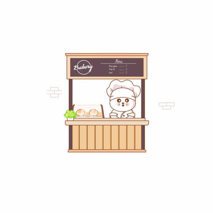 Ilustración de vector de pantalla de tienda de panadería