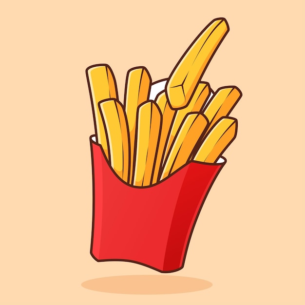 Ilustración de vector de papas fritas simple lindo