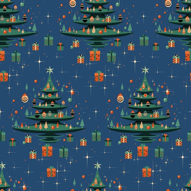 Ilustración de vector de papel de regalo de Navidad de patrones sin fisuras