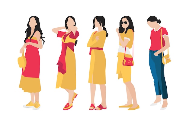 Ilustración de vector de paquete de mujer de moda