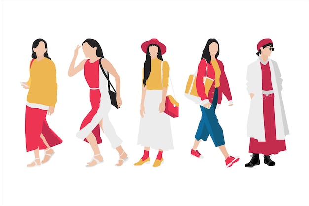 Ilustración de vector de paquete de mujeres de moda