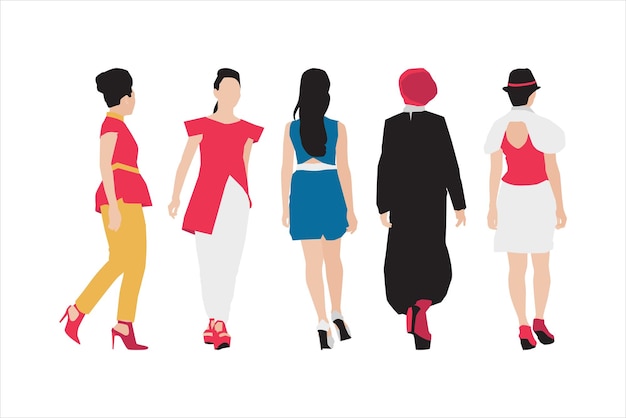 Ilustración de vector de paquete de mujeres de moda