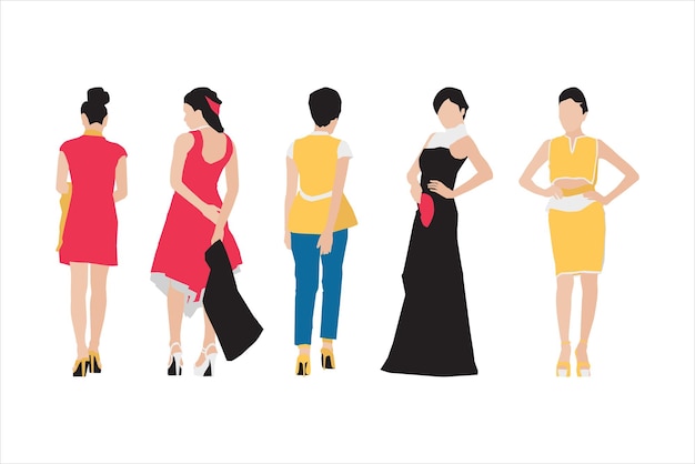 Ilustración de vector de paquete de mujeres de moda