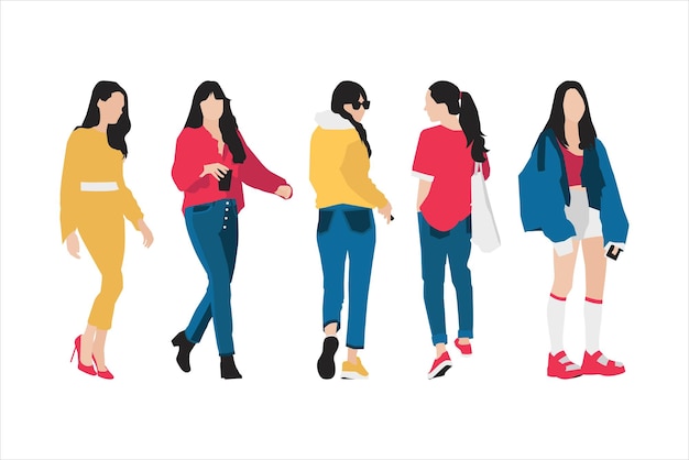 Ilustración de vector de paquete de mujeres de moda