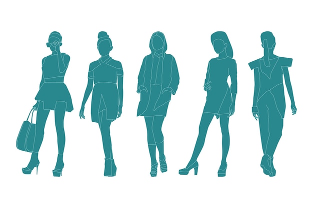 Ilustración de vector de paquete de mujeres de moda
