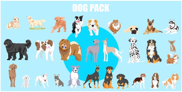 Ilustración de vector de paquete de perros