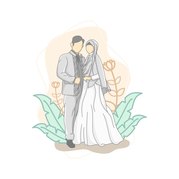 Ilustración de vector de pareja de boda dibujada a mano