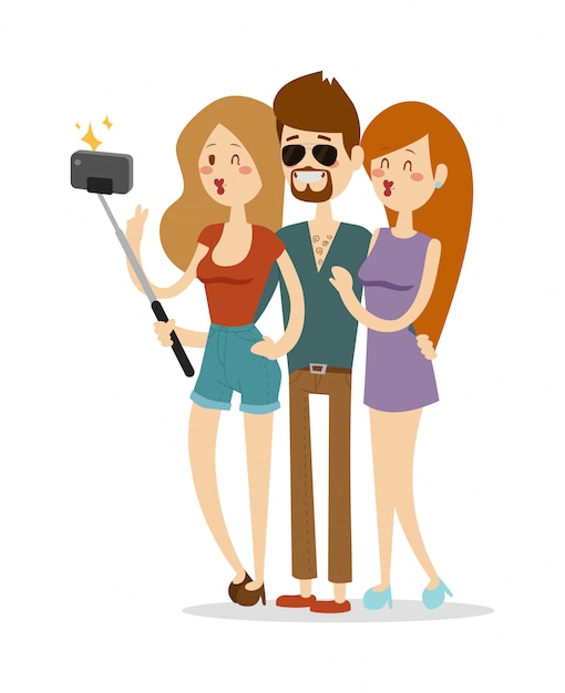 Ilustración de vector de pareja selfie.