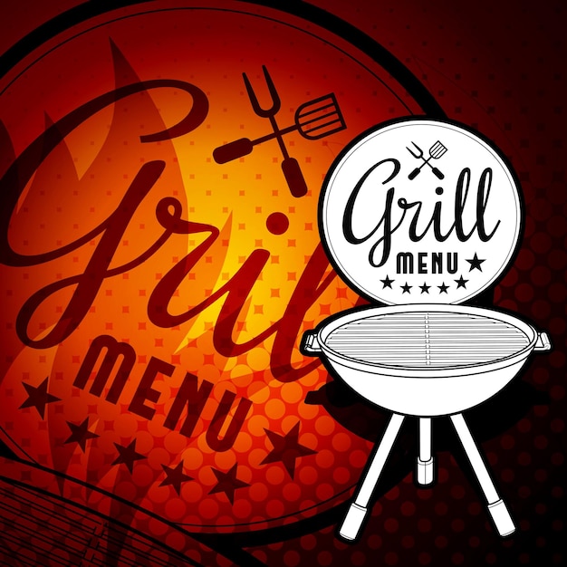 Ilustración de vector de parrilla de barbacoa sobre fondo blanco