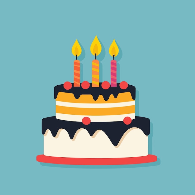 Ilustración de vector de pastel de cumpleaños