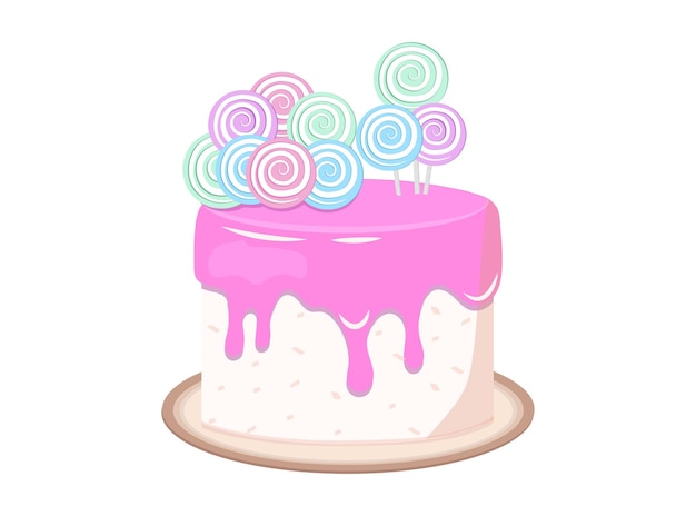 Ilustración de vector de pastel de cumpleaños