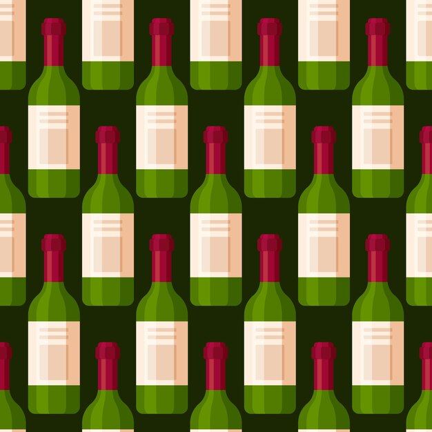 Ilustración de vector de patrón de botella de vino Bebida alcohólica Delicioso vino tinto