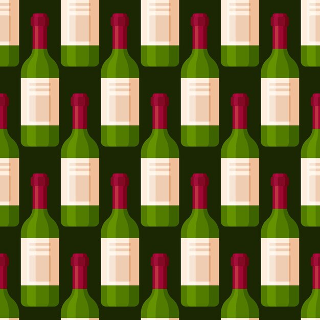 Ilustración de vector de patrón de botella de vino bebida alcohólica delicioso vino tinto